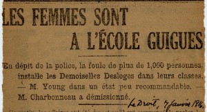 Les femmes sont à l'école Guigues - Le Droit, 7 janvier 1916