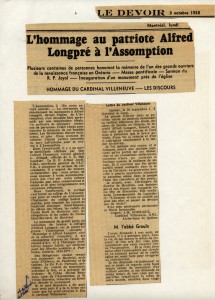 Article paru dans Le Devoir, Montréal, 3 octobre 1938