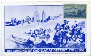 L'arrivée de Cadillac à Detroit - 1701-1951  Timbre Source: Detroit Historical Society