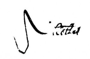 Signature de Jean Nicollet. Source : site Web Histoires d’ancêtres. 