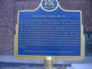 "MARIE-ROSE TURCOT 1887-1977" - Ottawa, Ontario - Photo tiré du site : Waymarking.com